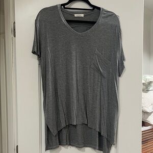 Soft Gray V-Neck Short Sleeve Tee